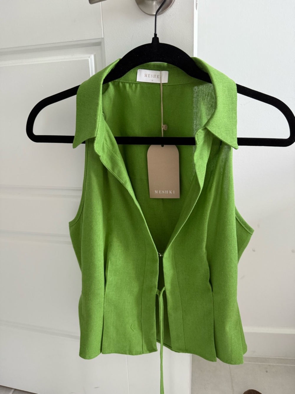 Meshki Green Collared Sleeveless Top and Shorts